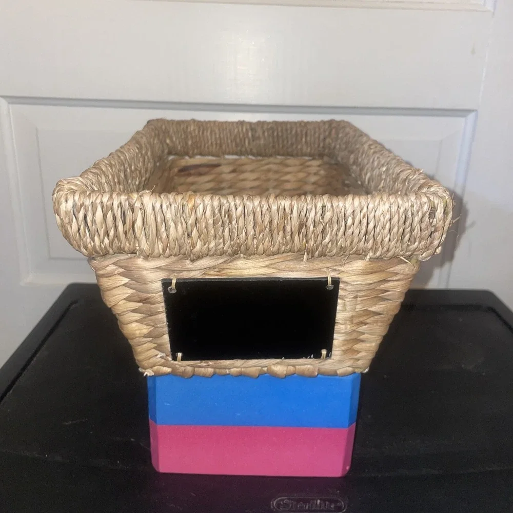 Rattan Rectangular Basket With Nameplate